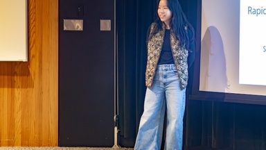 Photo of Christina Yu at Quick Pitch Challenge
