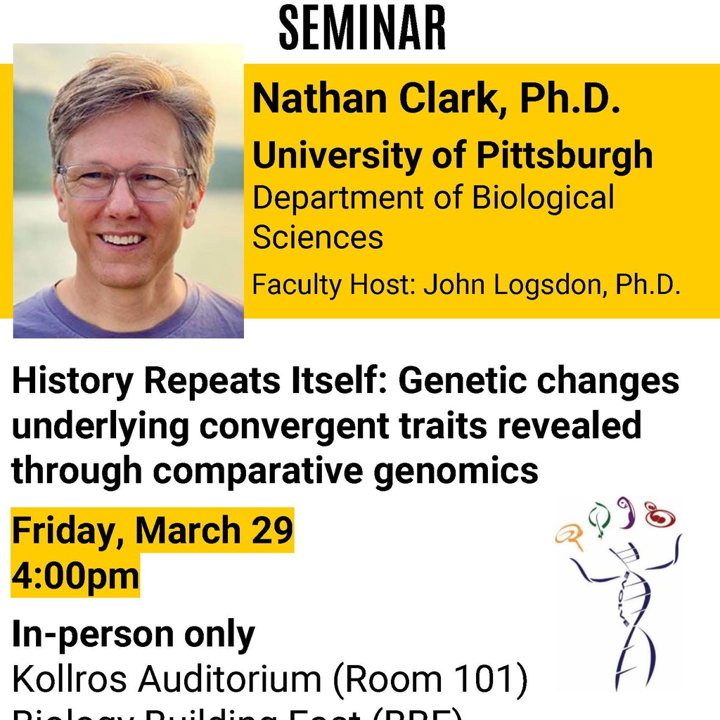 Biology Seminar: "History Repeats Itself: Genetic changes underlying convergent traits revealed through comparative genomics" promotional image