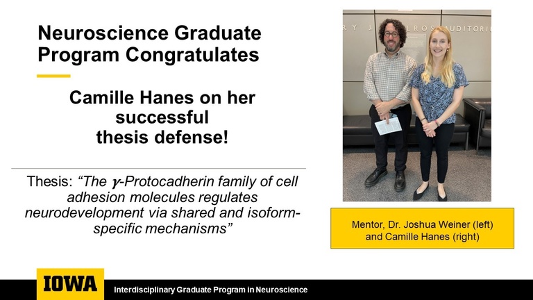 Camille Hanes' successful thesis defense